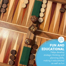 Load image into Gallery viewer, Classic Wooden Inlaid Backgammon Set - 36cm x 26cm,  Includes Wooden Playing Pieces and Dice