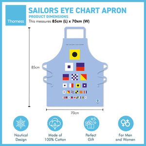 The Sailors Eye Chart Apron | Unisex Apron for Coking | Sailors Design | Novelty Cooking gift | Nautical gift | 100% cotton | Adjustable Apron | 85cm x 70cm