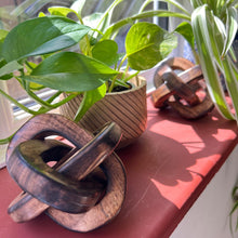 Load image into Gallery viewer, Pair of Rustic Wooden 3-Link Knot Ornaments for Home Decor - Ideal for Living Room, Shelf & Coffee Table