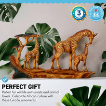 Load image into Gallery viewer, GIRAFFE FAMILY ORNAMENT | Wooden giraffe ornament for the home | African animal gift | Wildlife gifts | Home decor | 30cm (L) x 17cm (H) x 6cm (D)