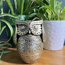 Load image into Gallery viewer, Handcrafted 13 cm Golden Owl Figurine - Polystone Collectible Ornament for Home Decor