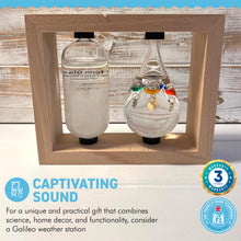 Load image into Gallery viewer, GALILEO WEATHER STATION | Glass thermometer | Weather forecaster | Weather gift | Glass Galileo with storm glass | Weather thermometer | 14cm (H)x 17cm (W) x 5cm (D)