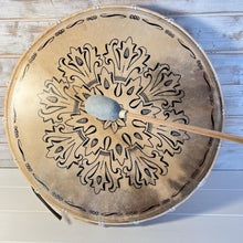 Load image into Gallery viewer, Large 50cm diameter Shamanic Sami hand drum with wooden beater | frame drum