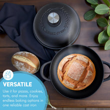 Load image into Gallery viewer, 24cm Cast Iron 𝗗𝗨𝗧𝗖𝗛 𝗢𝗩𝗘𝗡 𝗕𝗥𝗘𝗔𝗗 𝗣𝗔𝗡 – Matte Black, Ideal for Artisan & Sourdough Bread