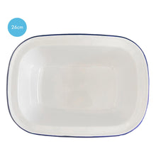 Load image into Gallery viewer, Traditional White Enamel Pie Dish – Oblong Baking Tin for Pudding, Steak, and More (L26 x W18 x D5.5 cm) Oven-Safe Bakeware