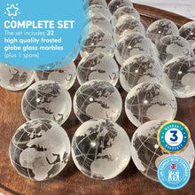 Load image into Gallery viewer, 30cm Diameter WOODEN SOLITAIRE BOARD GAME with 30mm FROSTED GLOBE GLASS MARBLES | classic wooden solitaire game | strategy board game | family board game | games for one | board games