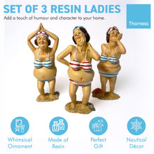 Load image into Gallery viewer, Set of 3 CUTE OLD DEARS resin FIGURINES | Seaside ornament | bathroom ornaments | beach figurine | 15cm (H) | Swimmer | Old Deer | Timeless Treasures