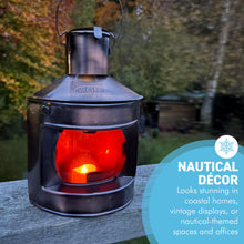 Load image into Gallery viewer, Vintage Style 20cm 𝗠𝗘𝗧𝗔𝗟 𝗣𝗢𝗥𝗧 𝗟𝗔𝗡𝗧𝗘𝗥𝗡 – 𝗡𝗔𝗨𝗧𝗜𝗖𝗔𝗟 𝗧𝗘𝗔 𝗟𝗜𝗚𝗛𝗧 𝗛𝗢𝗟𝗗𝗘𝗥 Maritime Gift