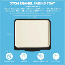 Load image into Gallery viewer, Dual Tone ENAMEL BAKING DISH 37cm – OVEN & ROASTING TRAY with Handles, Dishwasher Safe