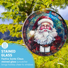 Load image into Gallery viewer, Father Christmas 6-Inch Stained Glass Suncatcher Featuring Santa Claus Design, Festive Holiday Decor