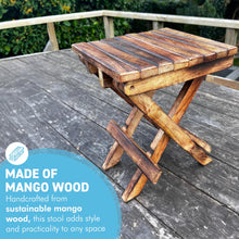 Load image into Gallery viewer, Handcrafted Mango Wood Folding Stool, Rustic Charm & Versatile Design for Every Room