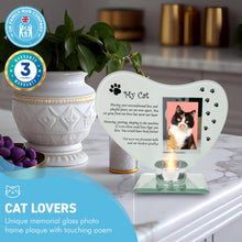Load image into Gallery viewer, My Cat Smile glass memorial candle holder and photo frame | Grief sympathy gift for cat owners | memorial plaques for pets | cat frame memorial | remembrance for cat | cat candle holder
