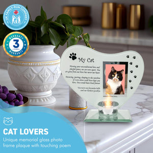 My Cat Smile glass memorial candle holder and photo frame | Grief sympathy gift for cat owners | memorial plaques for pets | cat frame memorial | remembrance for cat | cat candle holder