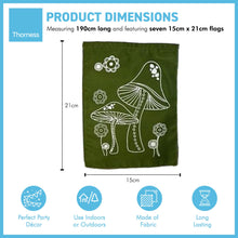 Load image into Gallery viewer, Screen Printed 100% Cotton Mushroom print multi coloured bunting | 7 flags | 190cm long | Garland for Garden Wedding Birthday Indoor Outdoor Party Decoration Festival | | Fun-Gi Bunting | Fair Trade