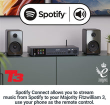 Load image into Gallery viewer, Bluetooth Wifi Internet Radio with DAB, DAB+ | HiFi Smart Digital Radio with Spotify Connect, Podcasts, 90+ Presets, and Full Colour LED Display | USB, AUX, RCA Connection | Majority Fitzwilliam Tuner