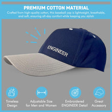 Load image into Gallery viewer, Engineer Adjustable Navy Blue Baseball Cap, classic unisex cotton hat for casual, sports & outdoor wear