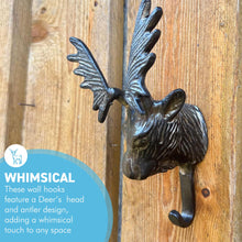 Load image into Gallery viewer, Wall-Mounted Cast Iron Deer Head Hook for Hats, Coats, Durable and Stylish
