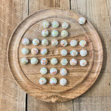 Load image into Gallery viewer, 30cm Diameter MANGO WOOD SOLITAIRE BOARD GAME with PANAMERICAN GLASS MARBLES | |classic wooden solitaire game | strategy board game | family board game | games for one | board games