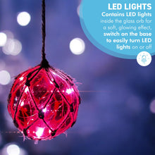 Load image into Gallery viewer, Red Glass Fishing Buoy Tiki Bar Light with LED Lights, Nautical-Style Ornament for Home Decor