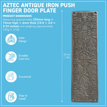 Load image into Gallery viewer, Aztec Ornate Antique Iron Push Finger Plate – Elegant Traditional Door Protection