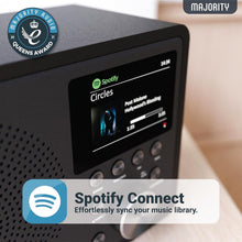 Load image into Gallery viewer, 𝗥𝗘𝗙𝗨𝗥𝗕𝗜𝗦𝗛𝗘𝗗 𝗜𝗡𝗧𝗘𝗥𝗡𝗘𝗧 𝗥𝗔𝗗𝗜𝗢 𝗥𝗘𝗖𝗘𝗜𝗩𝗘𝗥 𝗗𝗔𝗕 𝗔𝗡𝗗 𝗙𝗠 | Bluetooth, Podcast, Octive and Spotify radio | App Control | Multi-Alarm clock radio | 50 presets | DSP Speaker | Bedside DAB radio with Bluetooth | Majority TOURO