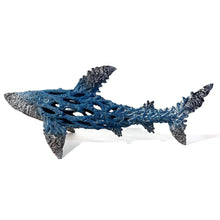 Load image into Gallery viewer, Hand-Painted Large Shark Ornament, 48cm Wide - Cast Resin Nautical Decor Gift for Ocean Lovers