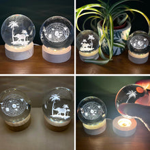 Load image into Gallery viewer, Set of Two 3D Crystal Ball Night Light USB Lamp with Galaxy and Elephant designs, elegant modern illumination for any room