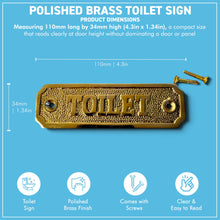 Load image into Gallery viewer, The Polished Brass Toilet Sign – A Solid Cast Brass Door Plaque