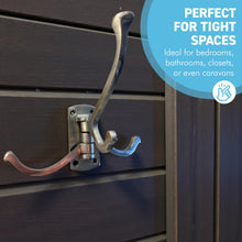 Load image into Gallery viewer, Aluminium Triple 𝗦𝗪𝗜𝗩𝗘𝗟 𝗖𝗢𝗔𝗧 𝗛𝗢𝗢𝗞 3-Prong Wall Mounted Hanger for Towels Robes Bags Jackets Bathroom Entryway