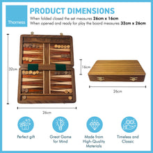 Load image into Gallery viewer, Folding WOODEN INLAID BACKGAMMON SET 32cm x 26cm | Classic Strategy Board Game | Wooden playing pieces and dice | Travel back gammon| Backgammon