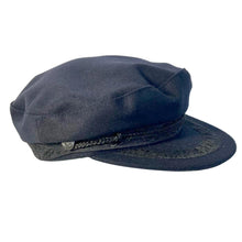 Load image into Gallery viewer, Traditional Wool Breton Cap | Size 58cm | Captain Fisherman Mariner Yachtsman Sailors Fiddlers Cap | Baker Boy flat cap skipper | Designed in the UK | classic peaked French and Greek boatman's hat
