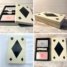 Load image into Gallery viewer, Elegant Handcrafted Luxury Resin Double Deck Playing Card Box with Dice Set