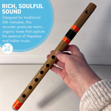 Load image into Gallery viewer, Handmade Nepalese Bamboo Recorder, traditional wooden Indian flute, ethnic wind instrument for folk music