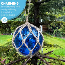 Load image into Gallery viewer, Blue Glass Fishing Buoy Tiki Bar Light with LED Lights, Nautical-Style Ornament for Home Decor