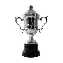 Load image into Gallery viewer, Silver Trophy Cup with lid 17cm - Ideal Award for achievements & celebrations