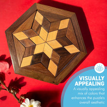 Load image into Gallery viewer, Challenging 30-Piece Hexagon-Shaped Wooden Brain Teaser Puzzle for All Ages, Fun and Educational Mind Game