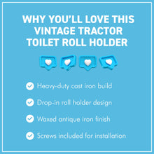 Load image into Gallery viewer, The Vintage Tractor Toilet Roll Holder – Solid Cast Iron with a Farmyard Heart