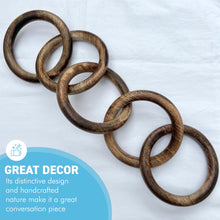 Load image into Gallery viewer, 5-Link Wooden Chain – Rustic Handcrafted Décor for Shelf, Wall, or Table
