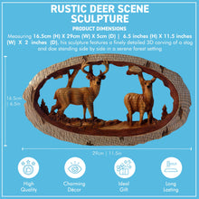 Load image into Gallery viewer, 𝗪𝗢𝗢𝗗𝗘𝗡 𝗘𝗙𝗙𝗘𝗖𝗧 𝗦𝗧𝗔𝗚 & 𝗗𝗢𝗘 𝗢𝗥𝗡𝗔𝗠𝗘𝗡𝗧 – Hand-Carved Style Deer Figurine, Rustic Woodland Animal Decor for Home, Cabin, or Lodge