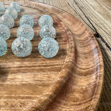 Load image into Gallery viewer, 30cm Diameter MANGO WOOD SOLITAIRE BOARD GAME with  SNOWFLAKE GLASS MARBLES | |classic wooden solitaire game | strategy board game | family board game | games for one | board games