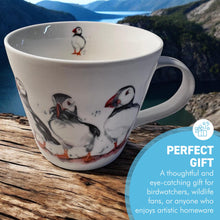 Load image into Gallery viewer, Puffin Trio Mug, 100% Bone China, Gift for Nature Lovers, Coastal Home Decor