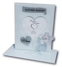 Load image into Gallery viewer, Mum Glass Memorial Photo Frame with Silver Glitter Flower - In Loving Memory