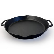 Load image into Gallery viewer, Cast Iron 14” diameter Paella Pan | Large skillet Frying Pan | Prospector style pan | 35cm diameter | Non-stick induction paella pan | Paella Pan for BBQ | Indoor or Outdoor use