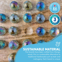 Load image into Gallery viewer, 30cm mango wood solitaire board game with soap bubble glass marbles