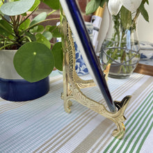 Load image into Gallery viewer, Large 10 inch Metal Easel Brass Finish | Plate holder | Display stand | Metal Frame Holders for Photo Pictures Decorative Plate Dish | 25cm (H) x 15cm (Deep) | Picture Easel |Wedding tables