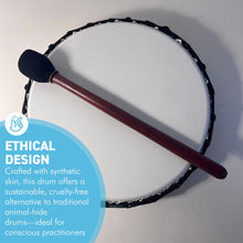 Load image into Gallery viewer, 30cm Shamanic Synthetic Skin Drum with wooden beater, Vegan Percussion Drum