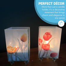 Load image into Gallery viewer, Set of 2 Elegant 1 x Yellow Tulip and 1 x Red Tulip Glass Votive Candle Holders – Decorative Accent for Warm Ambiance, Ideal for Home Decor, Gifts & Special Occasions
