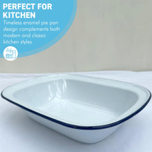 Load image into Gallery viewer, Traditional White Enamel Pie Dish Oblong Baking Tin for Pudding, Steak, and More (32cm x W24 x D8 cm) Oven-Safe Bakeware