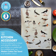 Load image into Gallery viewer, Waders Tea Towel | 100% Cotton | Large kitchen towel for drying| Hand towel with Waders | Bird themed gift | wildlife house Gift | Cotton tea towel | 70 cm x 50 cm
