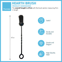 Load image into Gallery viewer, Cast iron FIREPLACE BLACK HEARTH BRUSH with eye ring handle | 47cm long | Stylish twisted design handle | fireside tools fire brush | Suffolk Brush | for Outdoor Fire Pit Campfires Indoor Fireplace